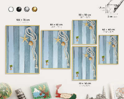 Metal magnet board with a gold frame Maritime climate