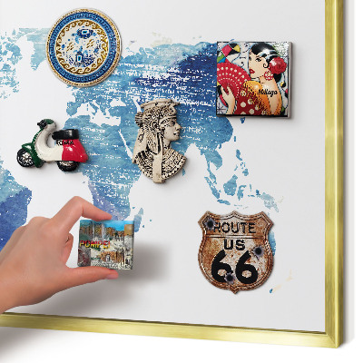 Magnetic board for magnets in a gold frame Watercolor map