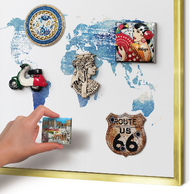 Magnetic board for magnets in a gold frame Watercolor map