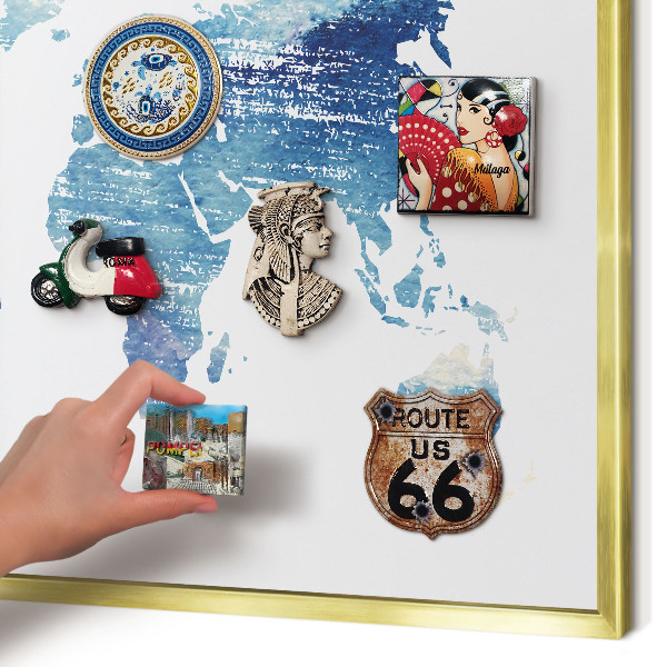 Magnetic board for magnets in a gold frame Watercolor map