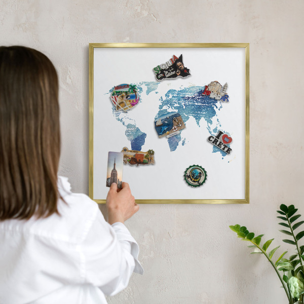 Magnetic board for magnets in a gold frame Watercolor map