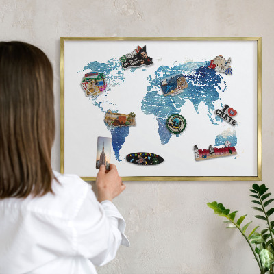 Magnetic board for magnets in a gold frame Watercolor map
