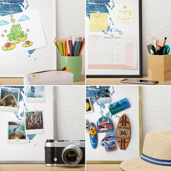 Magnetic board for magnets in a gold frame Watercolor map