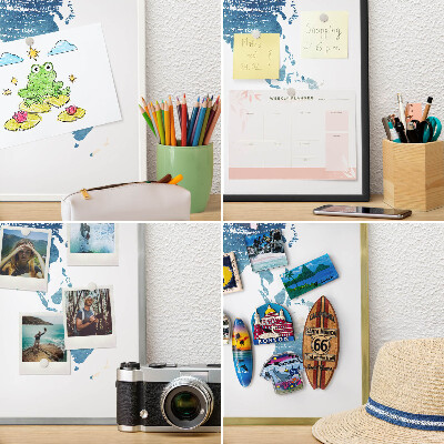 Magnetic board for magnets in a gold frame Watercolor map