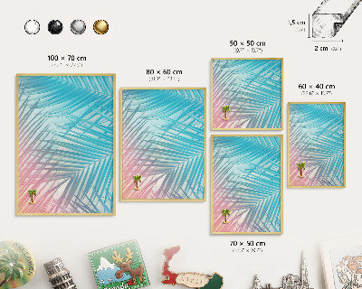 Metal magnet board with a gold frame Tropical elegance