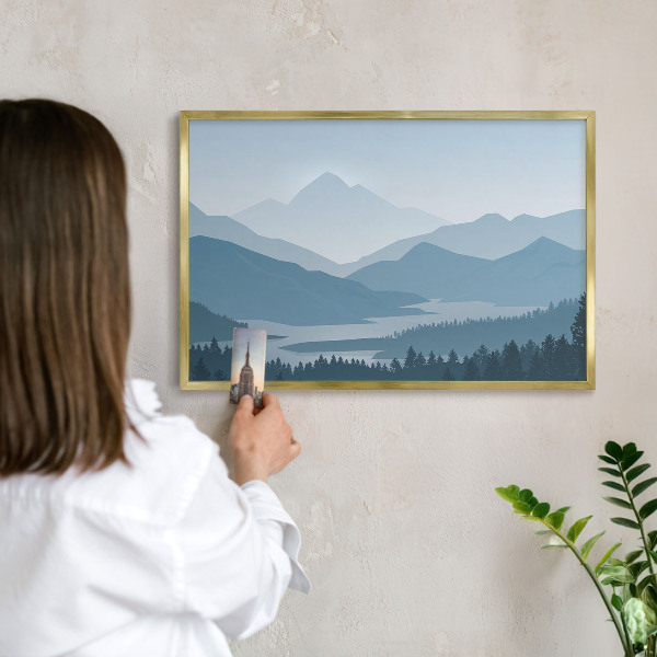 Magnetic board for magnets in a gold frame Mountain harmony