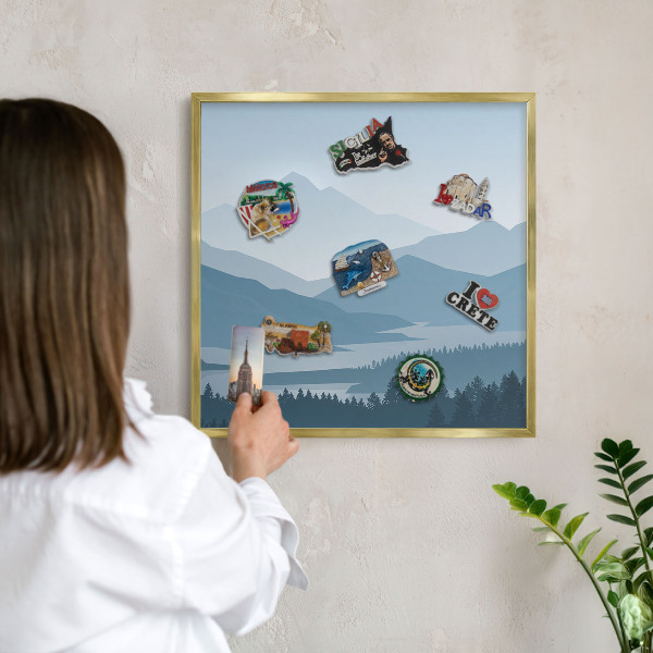 Magnetic board for magnets in a gold frame Mountain harmony