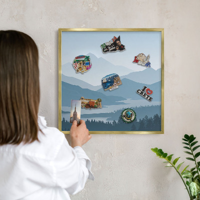Magnetic board for magnets in a gold frame Mountain harmony