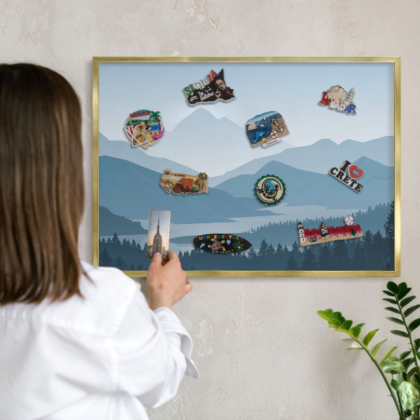 Magnetic board for magnets in a gold frame Mountain harmony