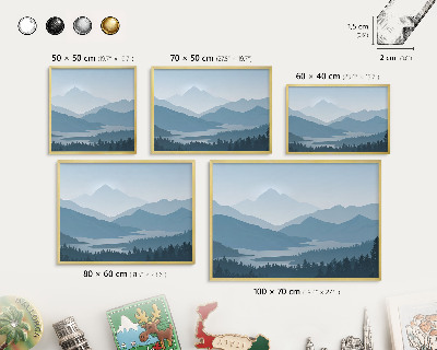 Magnetic board for magnets in a gold frame Mountain harmony