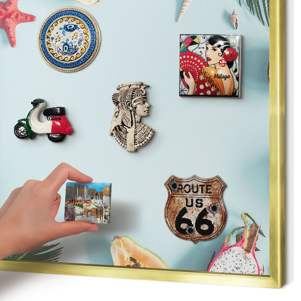Metal magnet board with a gold frame Tropical vacation