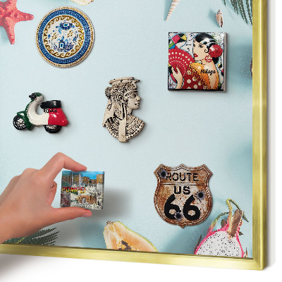 Metal magnet board with a gold frame Tropical vacation