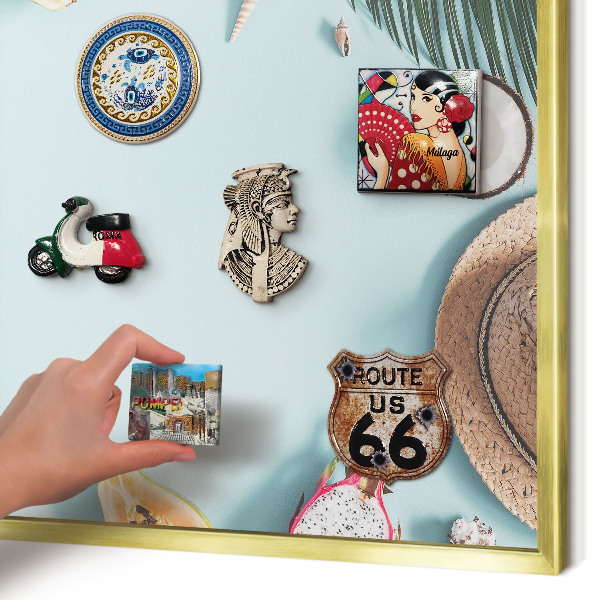Metal magnet board with a gold frame Tropical vacation