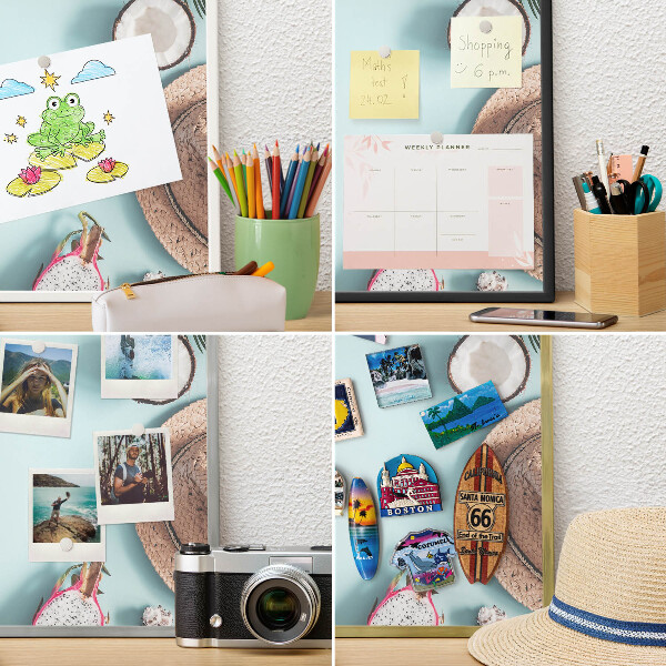 Metal magnet board with a gold frame Tropical vacation