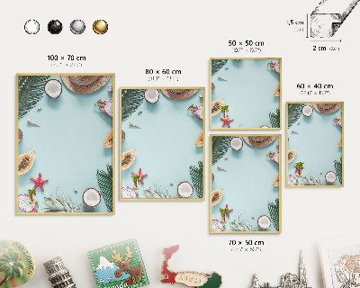 Metal magnet board with a gold frame Tropical vacation
