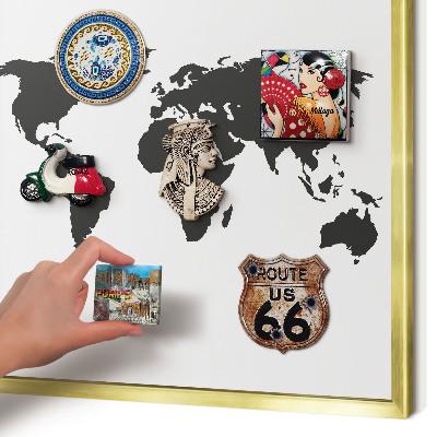 Magnetic board for magnets in a gold frame World map