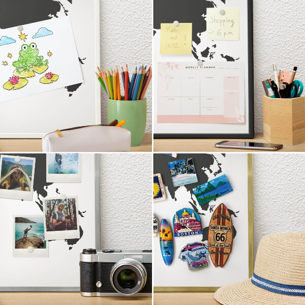 Magnetic board for magnets in a gold frame World map