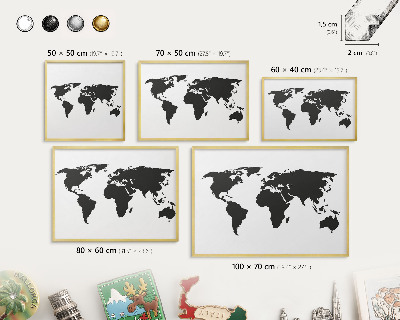 Magnetic board for magnets in a gold frame World map
