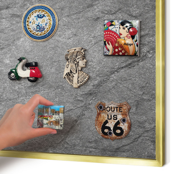 Magnetic board for magnets in a gold frame Gray stone