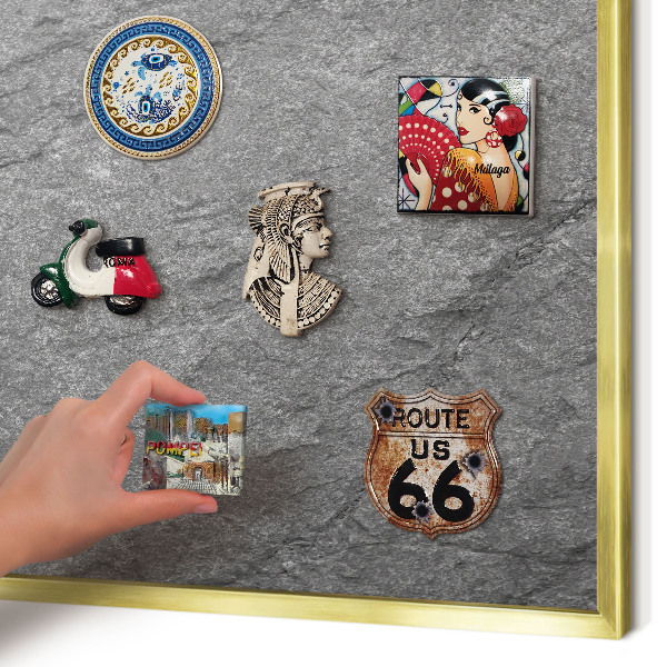 Magnetic board for magnets in a gold frame Gray stone