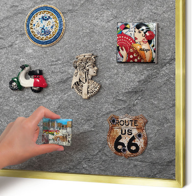 Magnetic board for magnets in a gold frame Gray stone