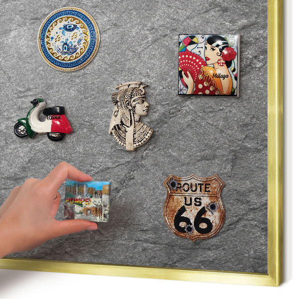 Magnetic board for magnets in a gold frame Gray stone