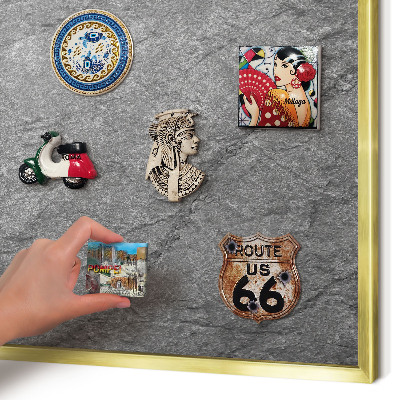 Magnetic board for magnets in a gold frame Gray stone