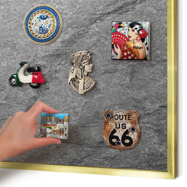 Magnetic board for magnets in a gold frame Gray stone