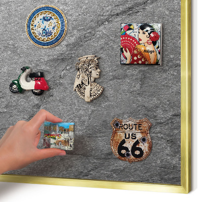 Magnetic board for magnets in a gold frame Gray stone