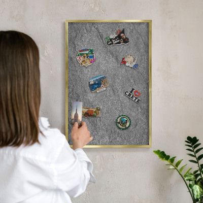 Magnetic board for magnets in a gold frame Gray stone