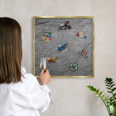 Magnetic board for magnets in a gold frame Gray stone
