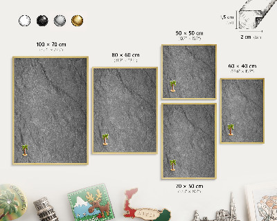 Magnetic board for magnets in a gold frame Gray stone