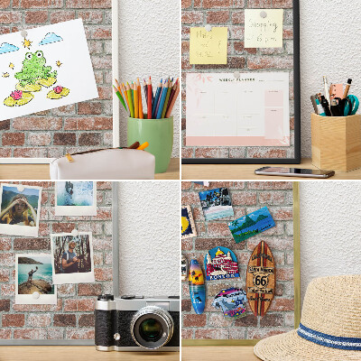 Metal magnet board with a gold frame Brick wall