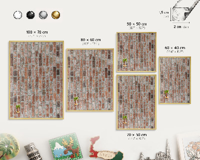 Metal magnet board with a gold frame Brick wall