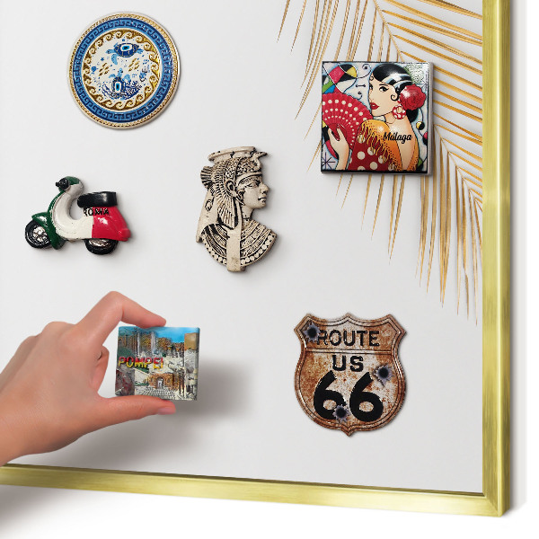 Metal magnet board with a gold frame Elegant leaves