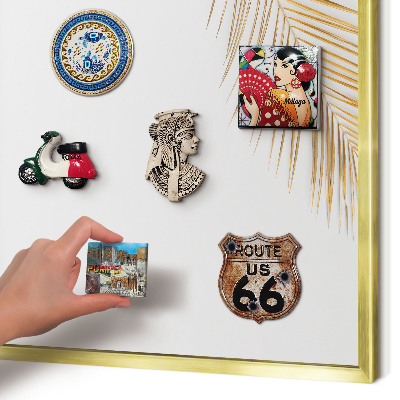 Metal magnet board with a gold frame Elegant leaves