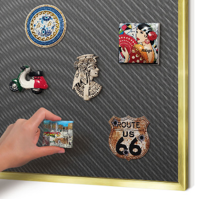 Magnetic board for magnets in a gold frame Geometric texture