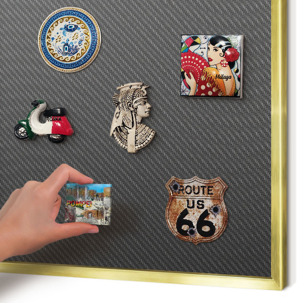 Magnetic board for magnets in a gold frame Geometric texture
