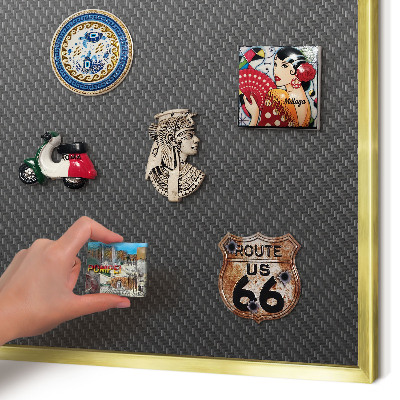 Magnetic board for magnets in a gold frame Geometric texture