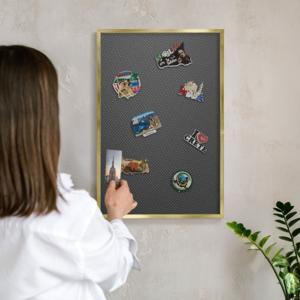 Magnetic board for magnets in a gold frame Geometric texture