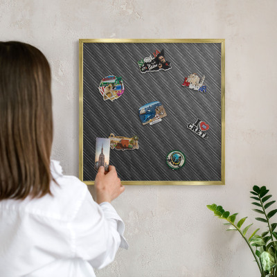 Magnetic board for magnets in a gold frame Geometric texture