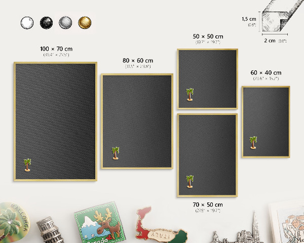 Magnetic board for magnets in a gold frame Geometric texture