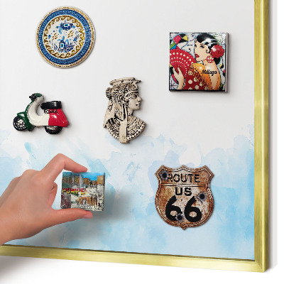 Metal magnet board with a gold frame Relaxing landscape