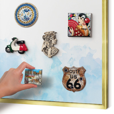 Metal magnet board with a gold frame Relaxing landscape