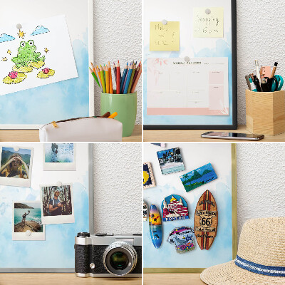 Metal magnet board with a gold frame Relaxing landscape