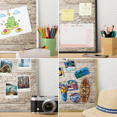 Magnetic board for magnets in a gold frame Wooden texture