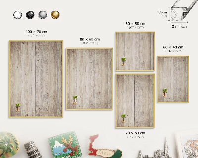 Magnetic board for magnets in a gold frame Wooden texture