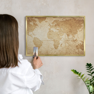 Magnetic board for magnets in a gold frame Old map