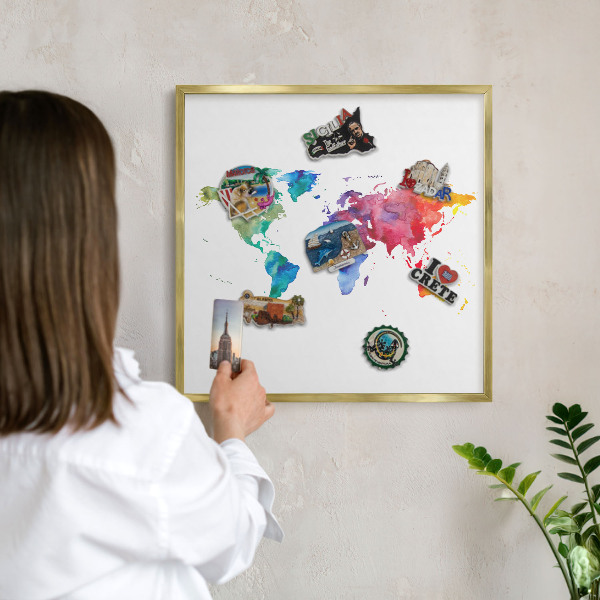 Metal magnet board with a gold frame Color map
