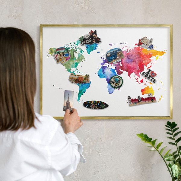 Metal magnet board with a gold frame Color map